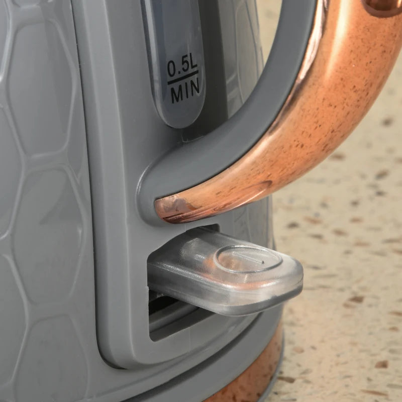 1.7L 3000W Fast Boil Kettle & 4 Slice Toaster Set - Grey, 7 Browning Controls, Crumb Tray, Kitchen Essentials