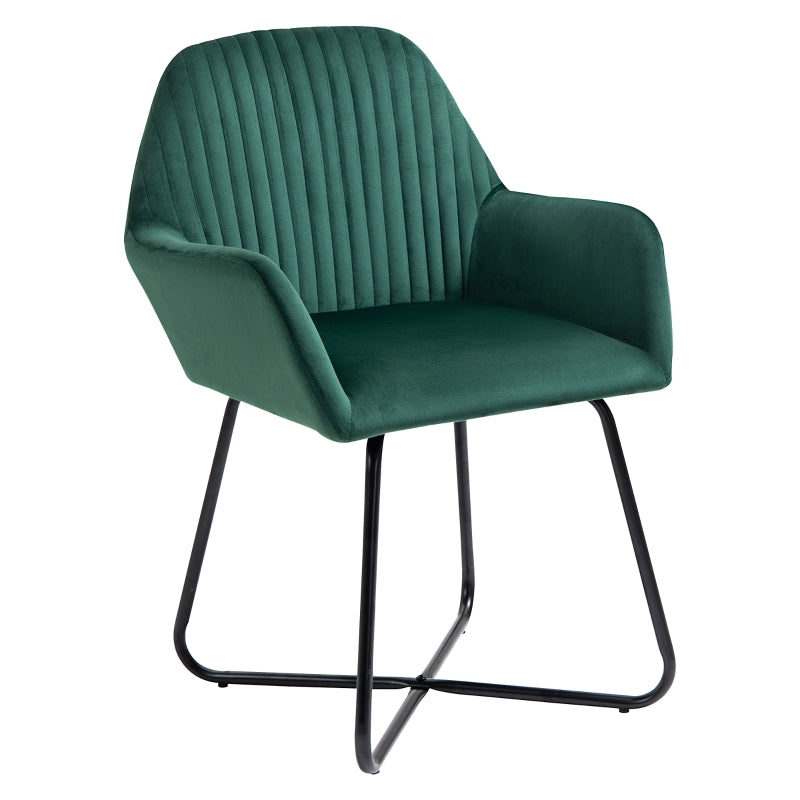 Modern Upholstered Accent Chair with Metal Base for Living Room in Green - Stylish Armchair for Home Decor