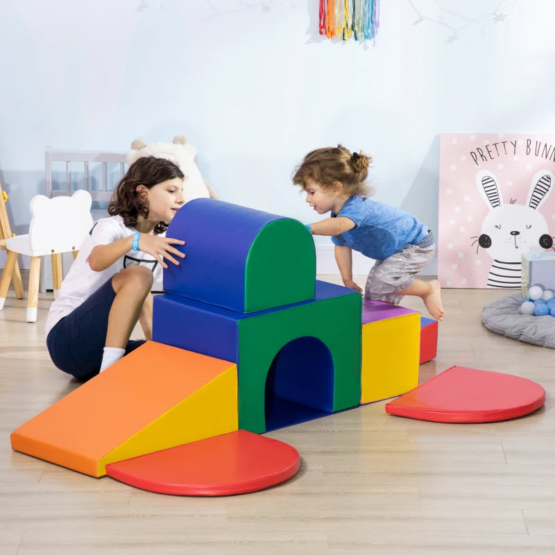 Multicoloured Seven-Piece Soft Playset for Toddlers Perfect for Indoor Play and Learning