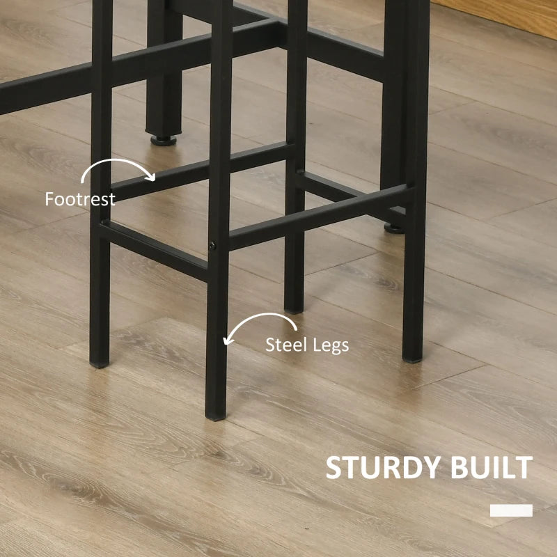 Rustic Brown 3-Piece Bar Table Set - 120x60cm Breakfast Table with 2 Stools for Kitchen & Living Room