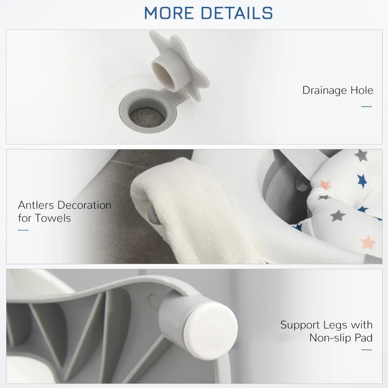 Collapsible Baby Bathtub Set with Thermostatic Water Plug Non-Slip Cushion Pad for Infants