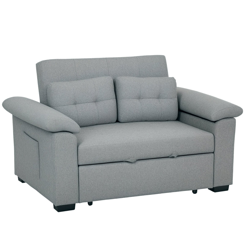 Fabric 2-Seater Click Clack Sofa Bed with Pocket Springs, Cushions and Side Pockets for Living Room