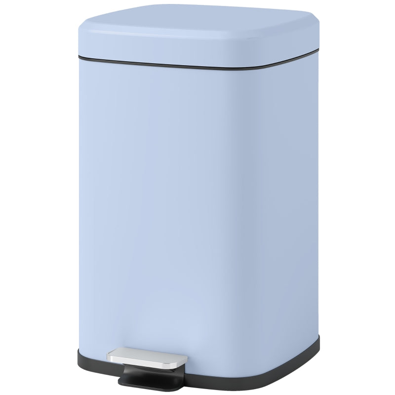 20L Modern Boxy Metal Kitchen Bin - Stylish Light Blue Trash Can for Home Organization and Waste Management