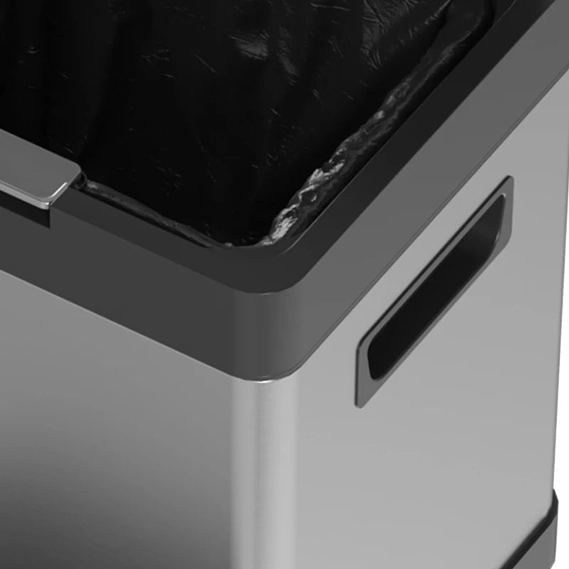 34L Double Compartment Kitchen Trash Can with Soft-Close Lid for Efficient Waste Separation
