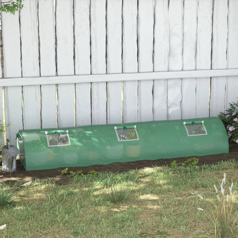 Portable Green Steel Frame Mini Greenhouse with 5 Mesh Windows