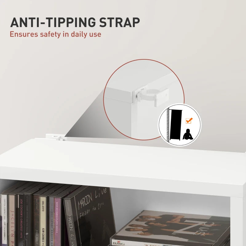 Stylish 260 Narrow CD Storage Unit in White - Space-Saving Organizer for CDs, DVDs, and Media Collections