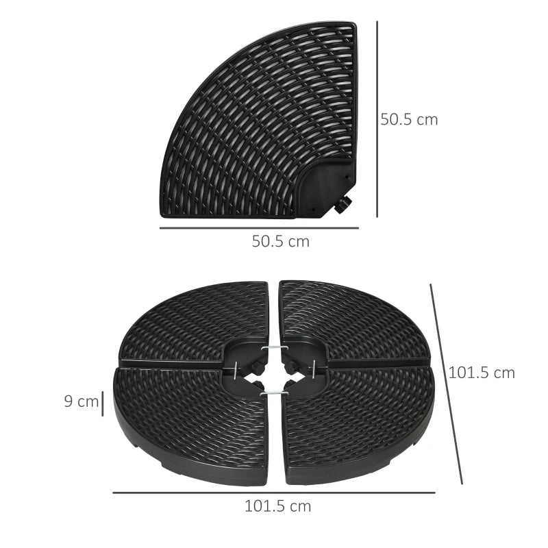 Black Fillable Cantilever Parasol Weight Set - 52kg