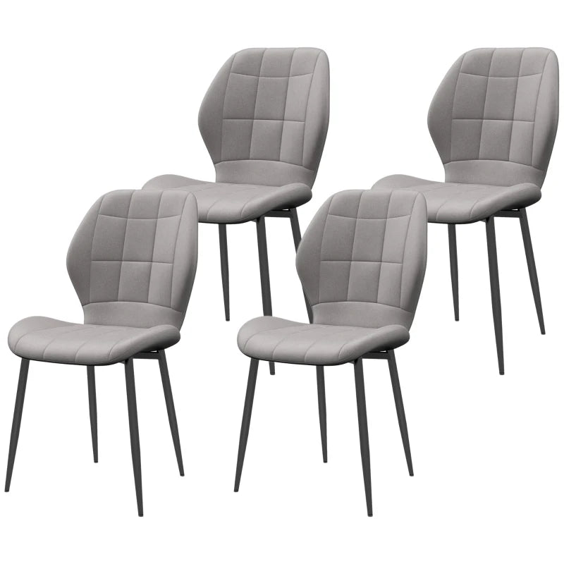 Set of 4 Light Blue Flannel Relaxed Tub Dining Chairs - Comfortable, Stylish Seating for Home or Restaurant
