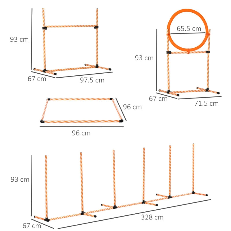 Dog Agility Training Set - Adjustable Jump Hurdles, Weave Poles, Pause Box & Carry Bag for Pet Exercise