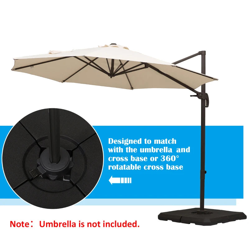 Black Cantilever Parasol Base Stand Weights, Set of 4, Up to 120kg