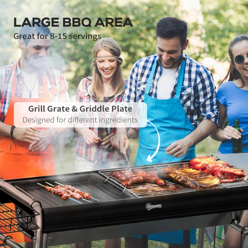 Black Charcoal BBQ Grill - Portable Outdoor Grill for Perfect Grilling and Smoking