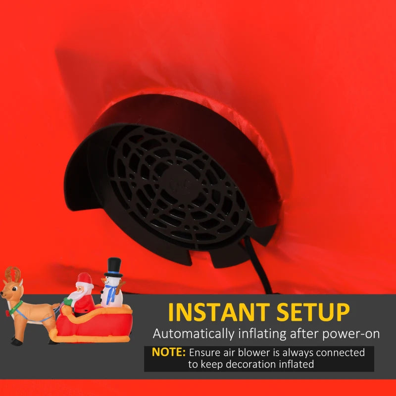 6.5ft Inflatable Santa Claus Sleigh with Reindeer - LED Lighted Christmas Decoration for Indoor Outdoor Garden Party