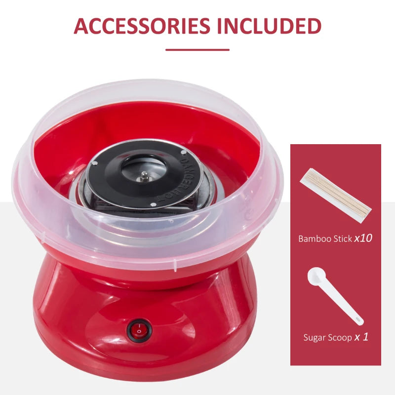Electric Candy Floss Machine - 450W Cotton Candy Maker in Red - Perfect for Parties & Events