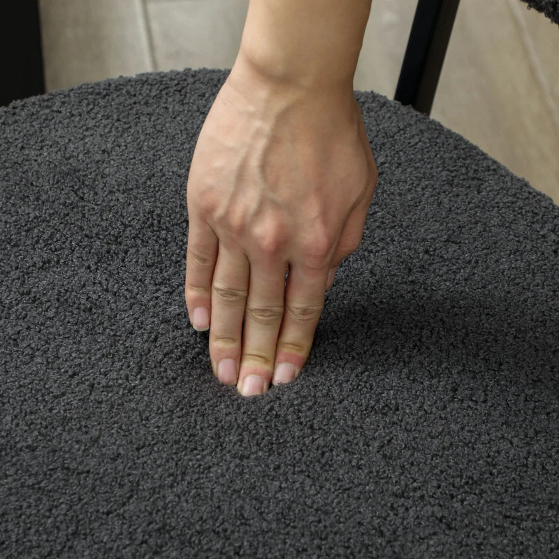 Set of 4 Modern Black Boucle Dining Chairs - Stylish Upholstered Seating for Dining Room or Kitchen