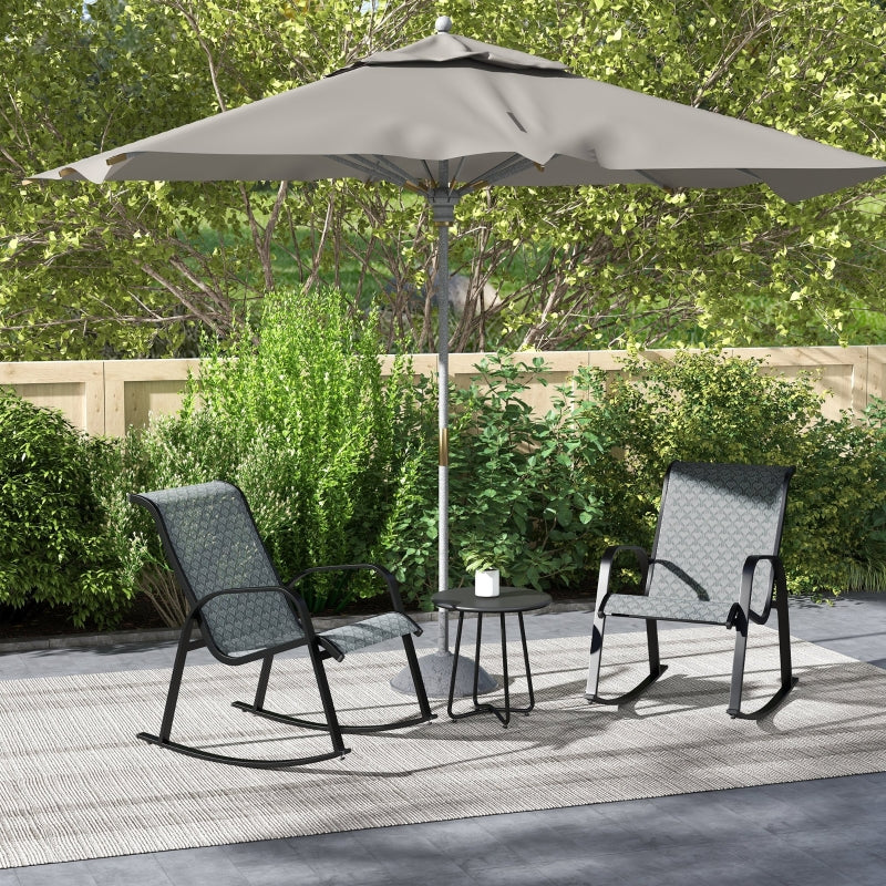 3-Piece Outdoor Rocking Armchair Set, Mixed Grey