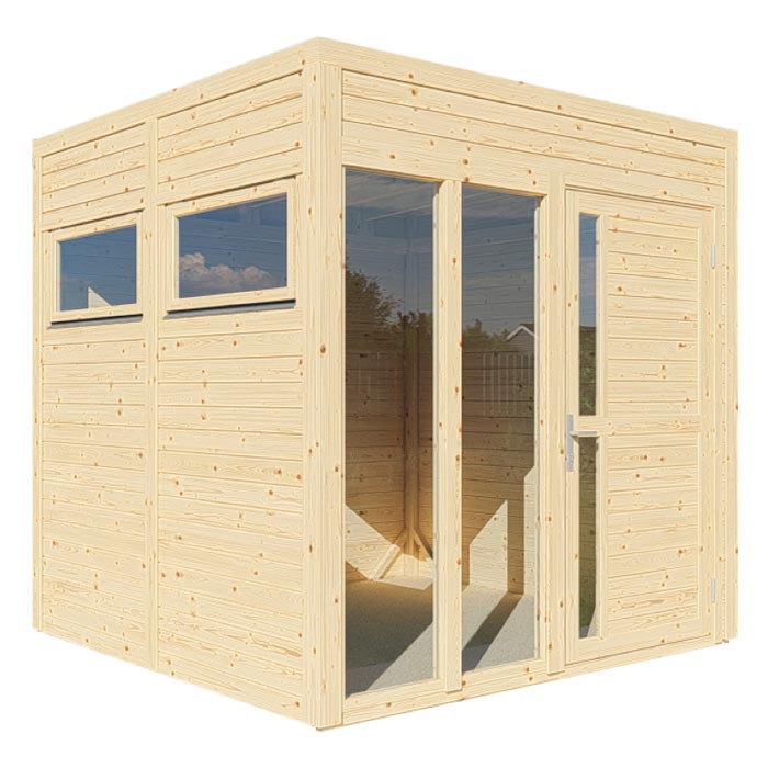 Square Wooden Garden Office With Doors & Windows