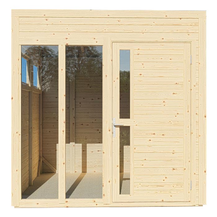 Square Wooden Garden Office With Doors & Windows