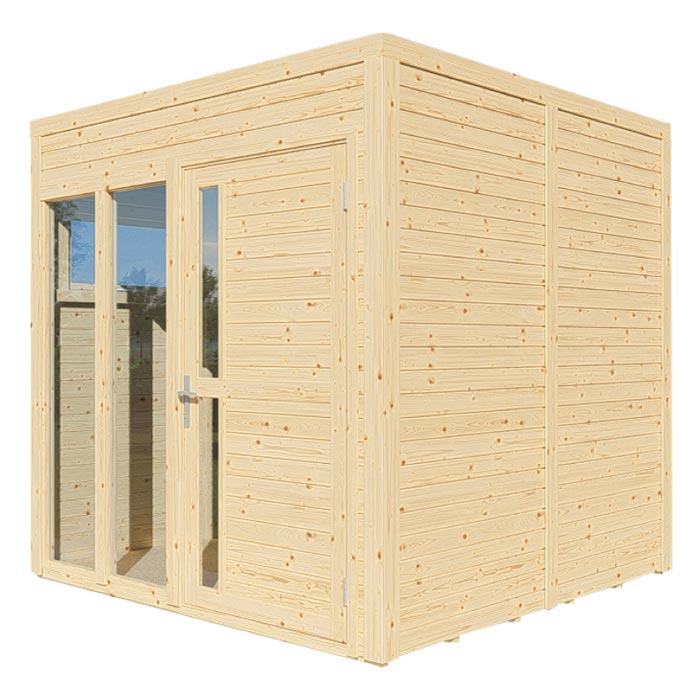 Square Wooden Garden Office With Doors & Windows