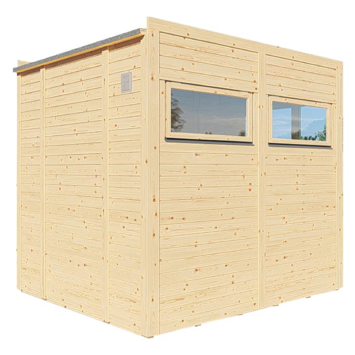 Square Wooden Garden Office With Doors & Windows