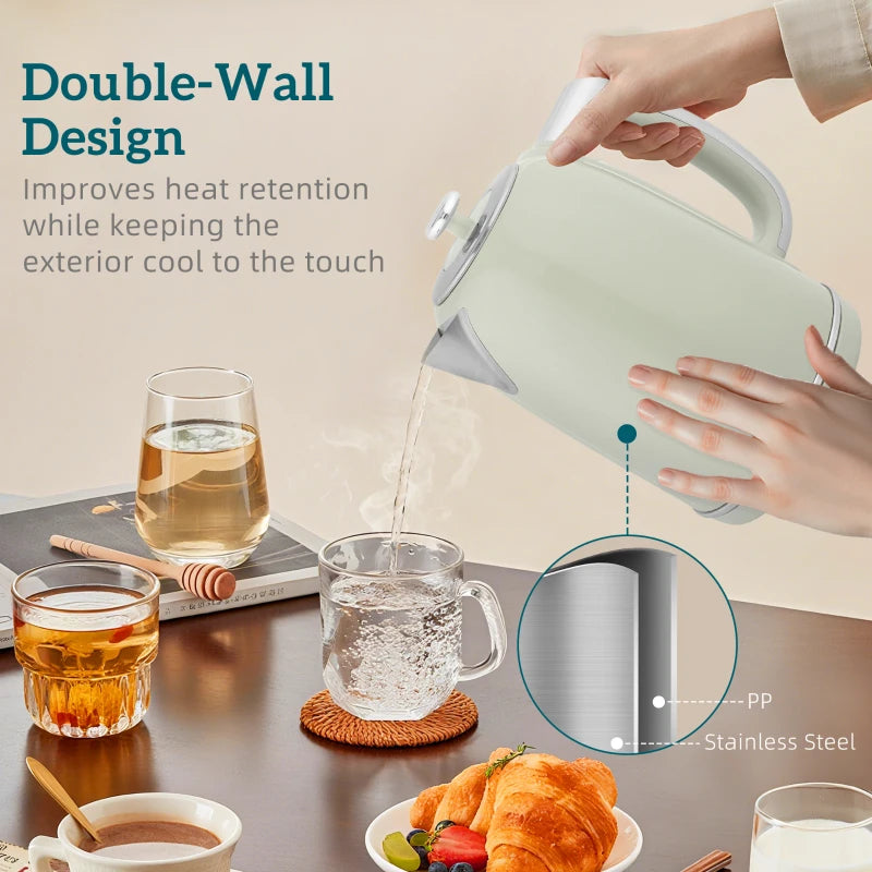 Polished Retro Grey Kettle and Toaster Set - Stylish 40-100°C Temperature Control for Modern Kitchens