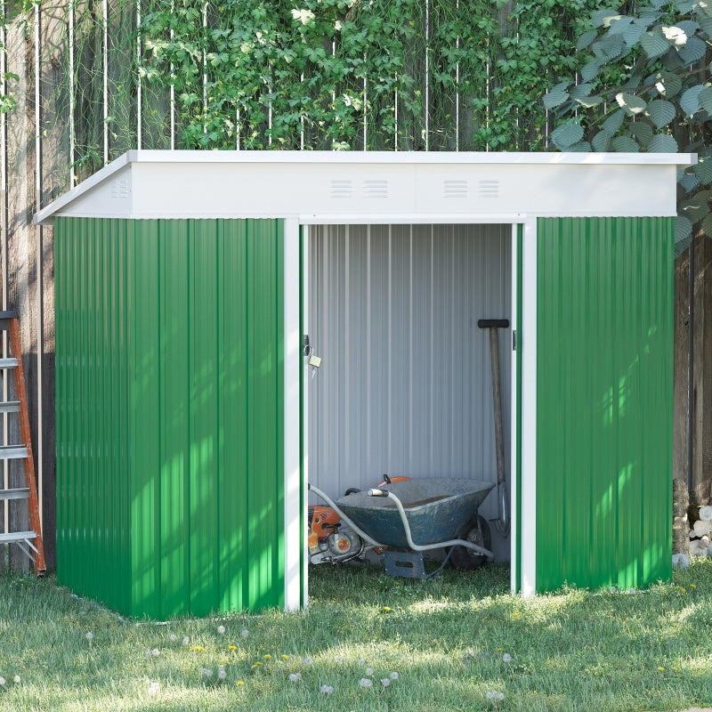 7.6ft x 4.3ft Light Green Garden Storage Shed