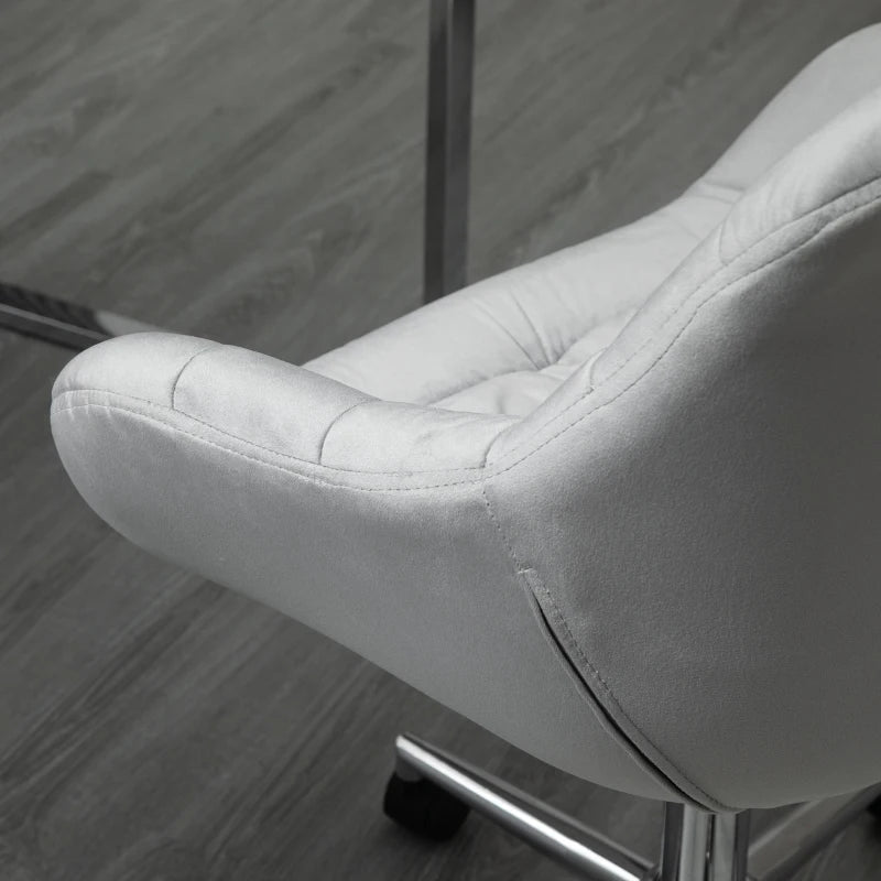 Vinsetto Ergonomic Velvet Home Office Chair - Adjustable Height, Arm & Back Support, Comfy Grey Desk Chair