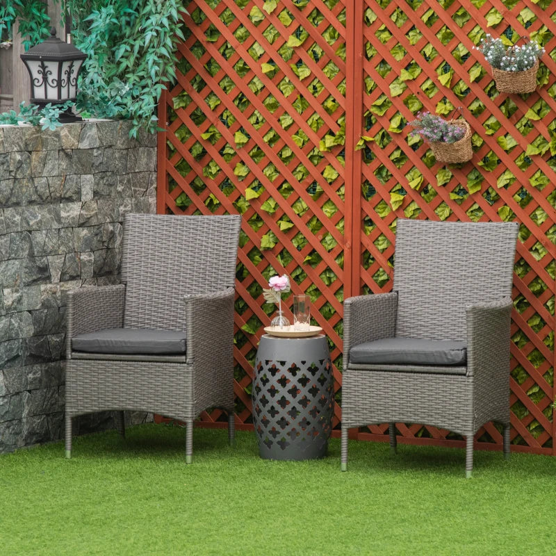 Grey Rattan Outdoor Armchair Set with Cushions