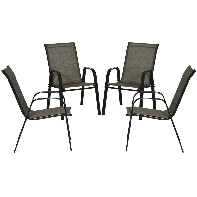 4 Stackable Mesh Seat Chairs - Mixed Brown