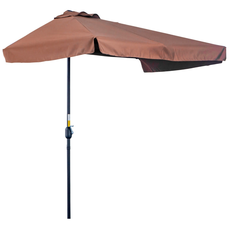 Brown 2.3m Half-Square Balcony Wall Parasol