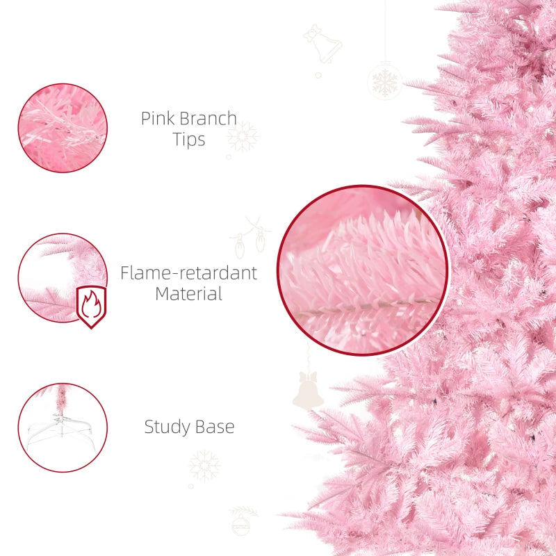 6FT Pink Artificial Christmas Tree with Automatic Open - Perfect Holiday Decoration for Home Parties and Festive Celebrations