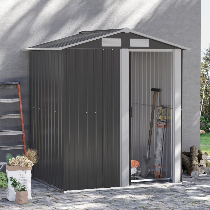 152 x 132 x 188cm Sloped Roof Grey Metal Shed