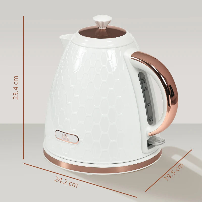 3kW Rapid Boil Honeycomb Kettle in Cream - Stylish Electric Tea Kettle for Fast Boiling and Modern Kitchen Decor