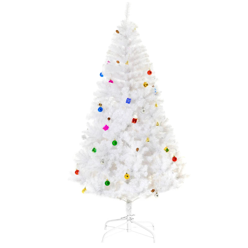 6ft Elegant White Snow Artificial Christmas Tree with Metal Stand - Seasonal Home Decorations for Holiday Cheer