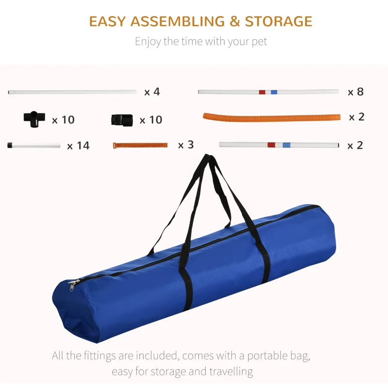 3 Piece Adjustable Pet Agility Training Set - Dog Play Equipment for Jumping, Running & Obedience (Pole, Hoop, Hurdle)