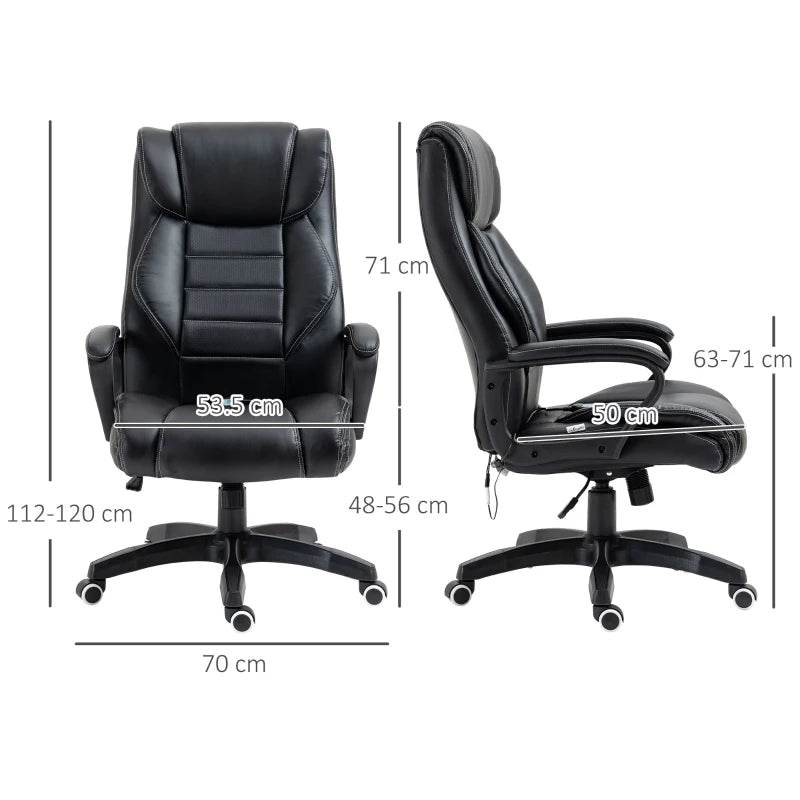 Vinsetto Ergonomic Office Chair with 6-Point Massage Function PU Leather Desk Chair with Padded Seat and Armrests Adjustable Computer Chair for Home Office Black