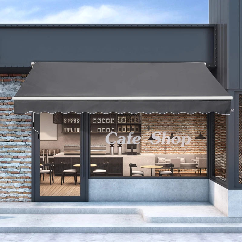 Grey 4m x 2.5m Manual Awning With Handle - Grey