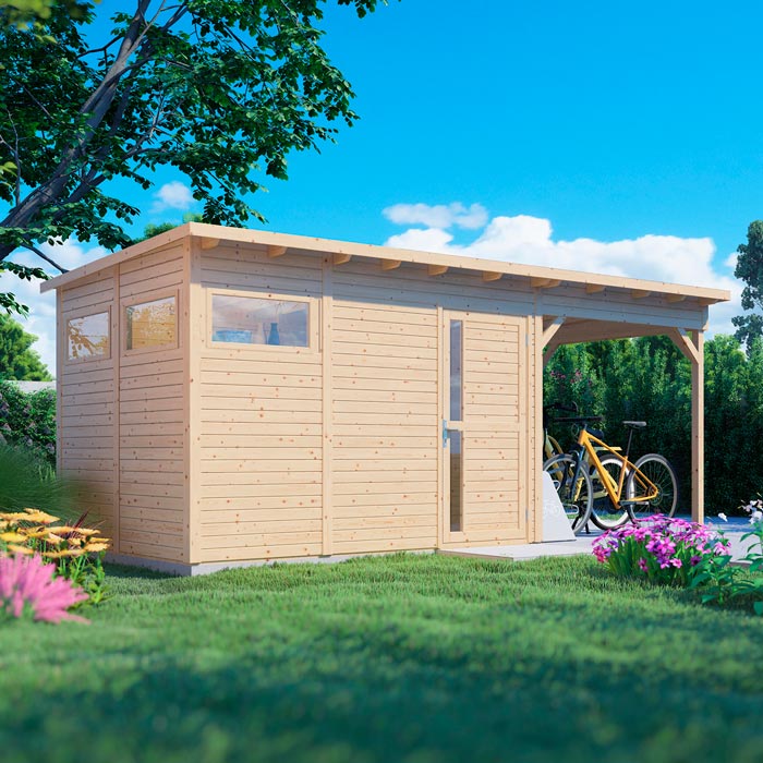 Pentus 3 Summerhouse with Extension - Natural