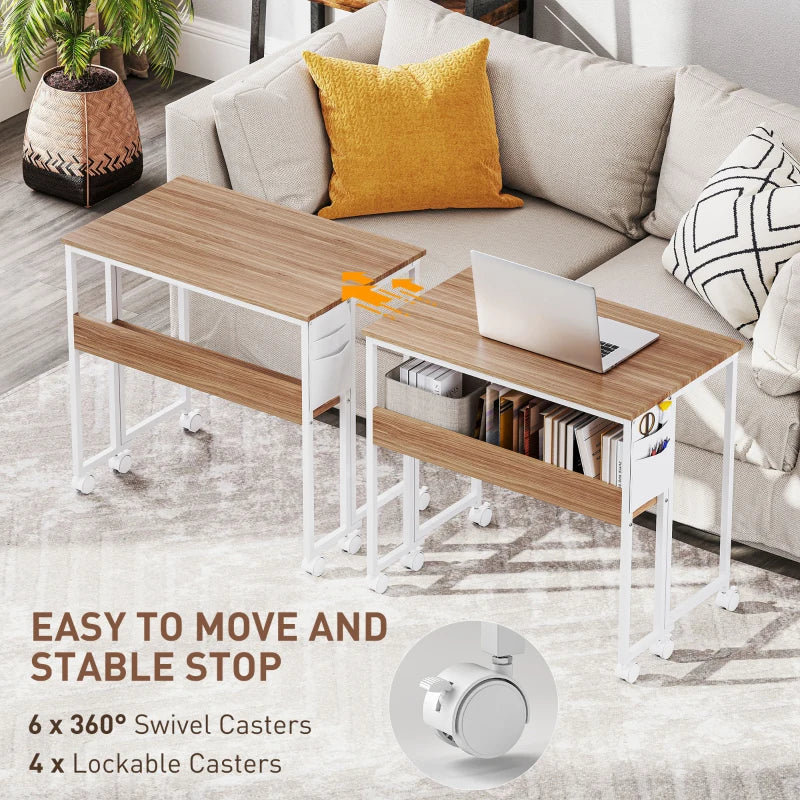 80 cm Drop Leaf Writing Desk - Natural Wood Finish, Space-Saving Home Office Table, Stylish and Functional Workstation