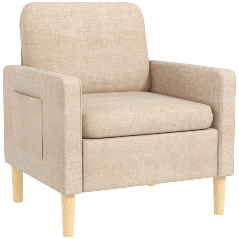 Stylish Upholstered Accent Chair for Living Room, Bedroom or Home Office - Comfy Beige Fireside Armchair