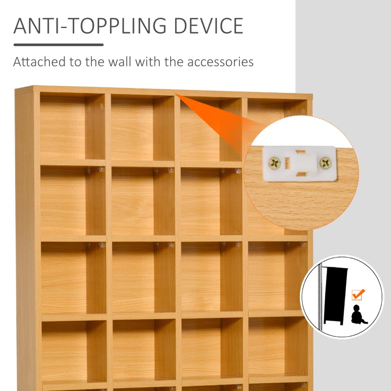 Adjustable CD Storage Unit - Beech Wood Finish, 89 x 130.5 cm, Perfect for Organizing Your Music Collection