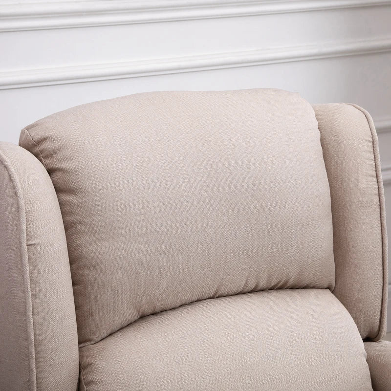 Luxury Heated Massage Reclining Armchair with Thick Sponge Padding and Linen Upholstery for Home Relaxation in Beige
