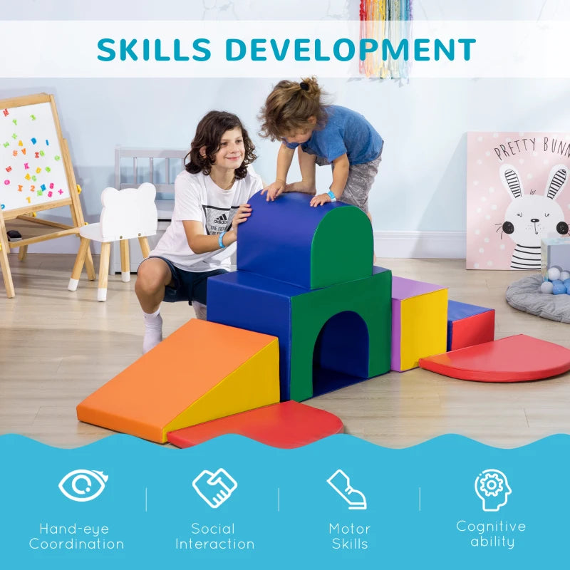 Multicoloured Seven-Piece Soft Playset for Toddlers Perfect for Indoor Play and Learning