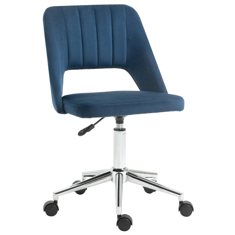 Vinsetto Dark Blue Velvet-Feel Armless Office Chair - Stylish Ergonomic Design for Home & Office Use