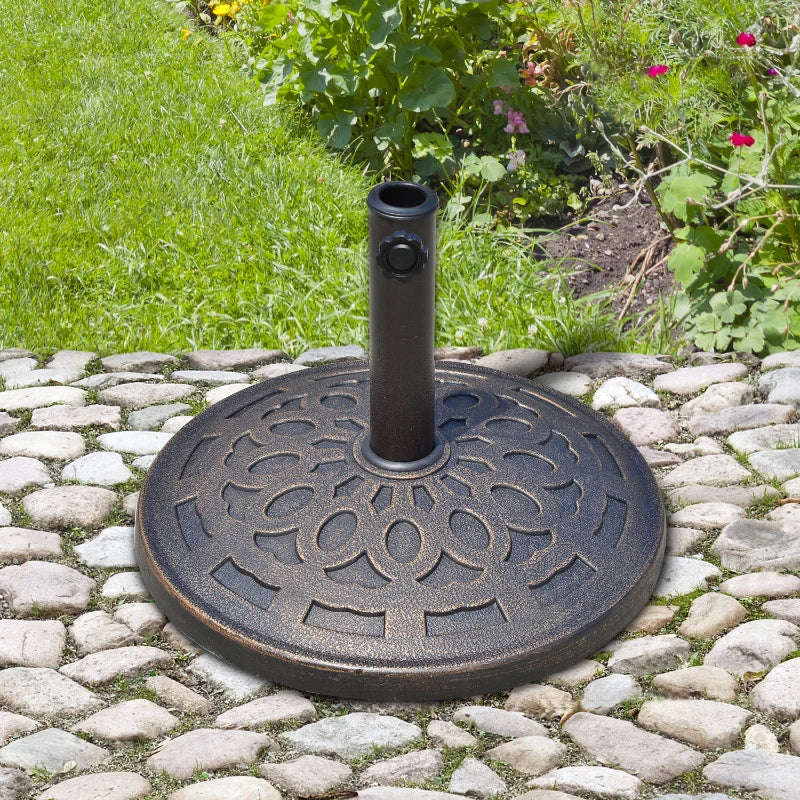 Bronze Round Garden Parasol Base Holder with Adjustable Coupler