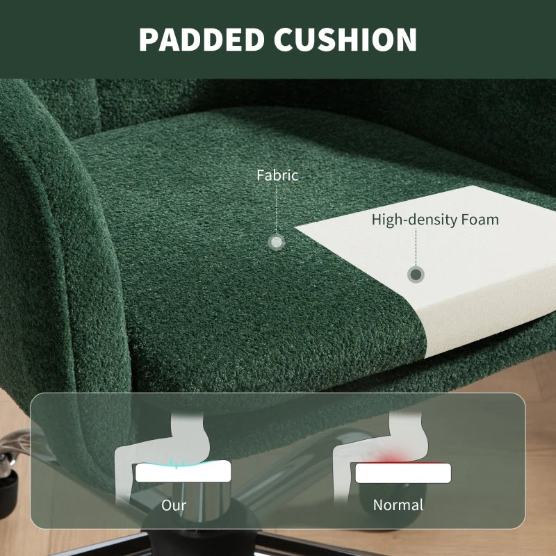 Luxurious Dark Green Velvet-Feel Office Chair for Comfort and Style - Ergonomic Design for Home and Office Use