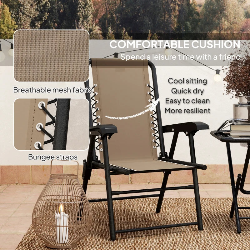 Three-Piece Khaki Garden Table and Chair Set - Outdoor Furniture, Compact Size