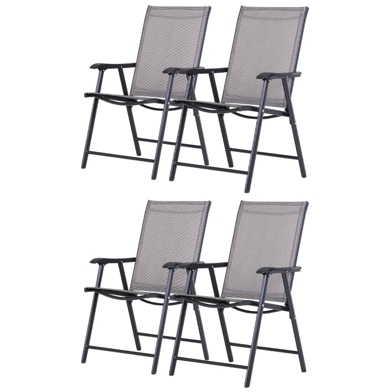 Grey Folding Outdoor Dining Chairs Set of 4 with Mesh Seat