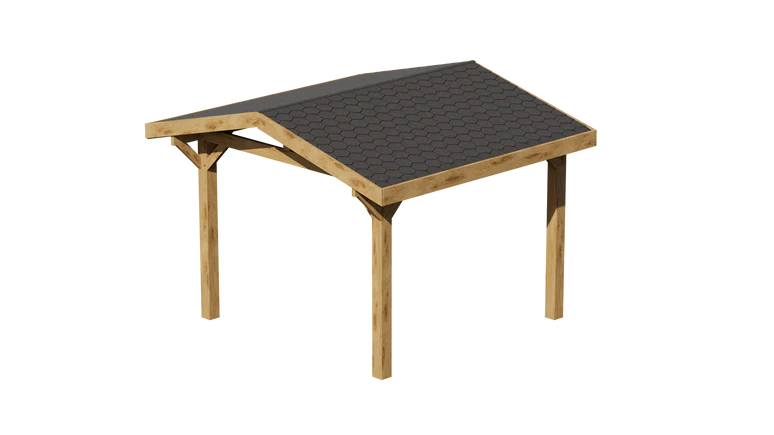 Ruby Oak Apex Gazebo with Katepal Black Shingle Roof and Overhang