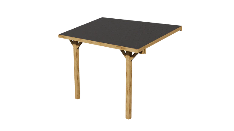 Ruby Oak Lean-To Gazebo with Katepal Black Shingle Roof