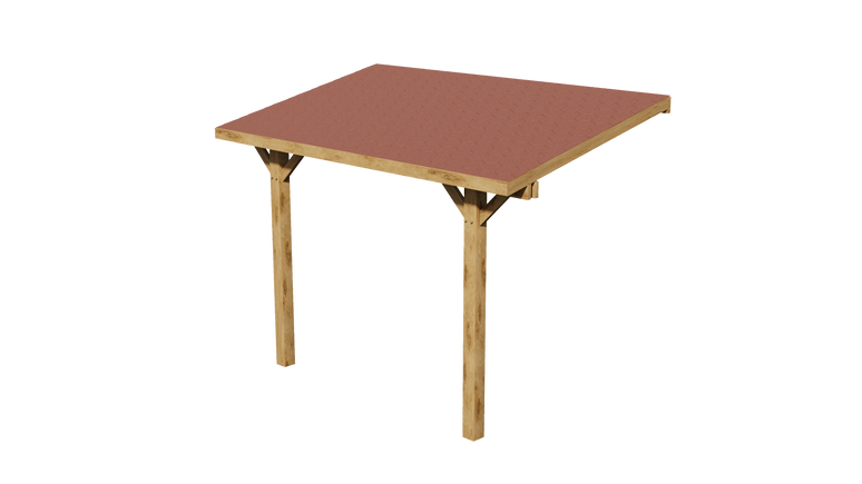 Ruby Oak Lean-To Gazebo with Katepal Red Shingle Roof